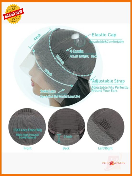 200% Density Deep Wave Lace Front Wig Human Hair Glueless Pre Plucked
